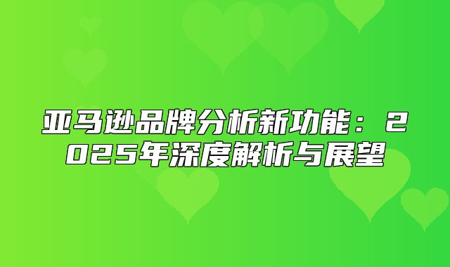 亚马逊品牌分析新功能：2025年深度解析与展望