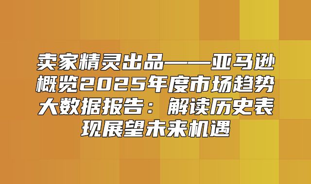 卖家精灵出品——亚马逊概览2025年度市场趋势大数据报告：解读历史表现展望未来机遇