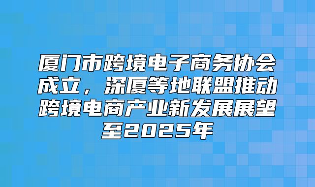 厦门市跨境电子商务协会成立，深厦等地联盟推动跨境电商产业新发展展望至2025年