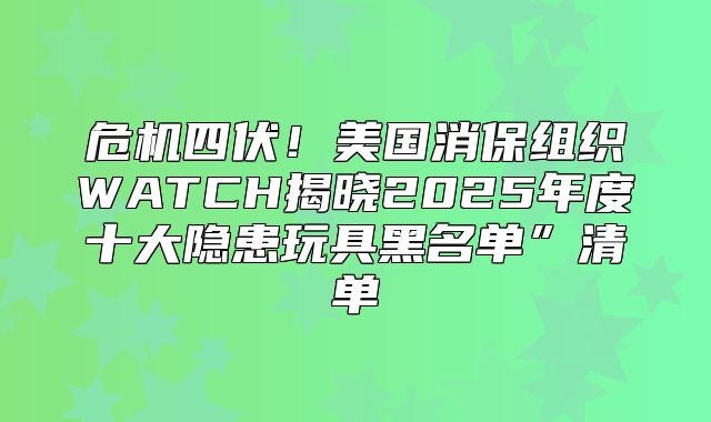 危机四伏！美国消保组织WATCH揭晓2025年度十大隐患玩具黑名单”清单