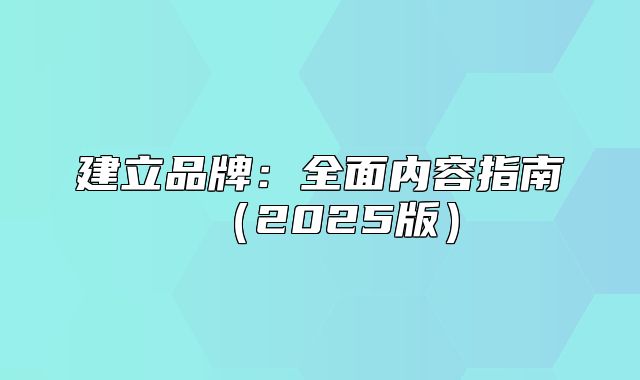 建立品牌：全面内容指南2025版