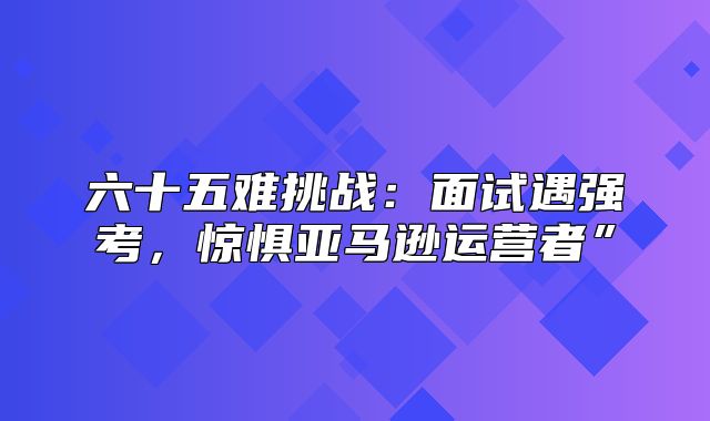 六十五难挑战：面试遇强考，惊惧亚马逊运营者”