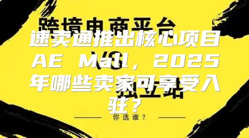速卖通推出核心项目AE Mall，2025年哪些卖家可享受入驻？
