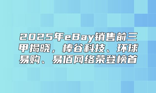 2025年eBay销售前三甲揭晓，棒谷科技、环球易购、易佰网络荣登榜首