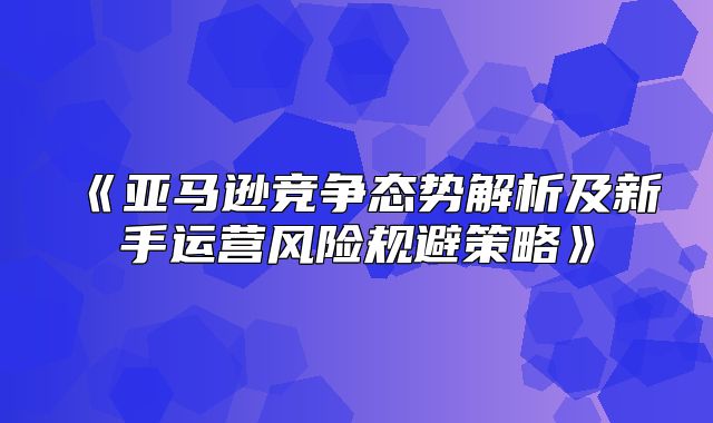 亚马逊竞争态势解析及新手运营风险规避策略