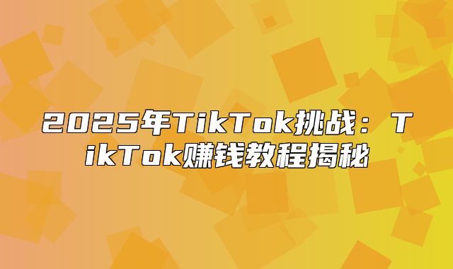 2025年TikTok挑战：TikTok赚钱教程揭秘