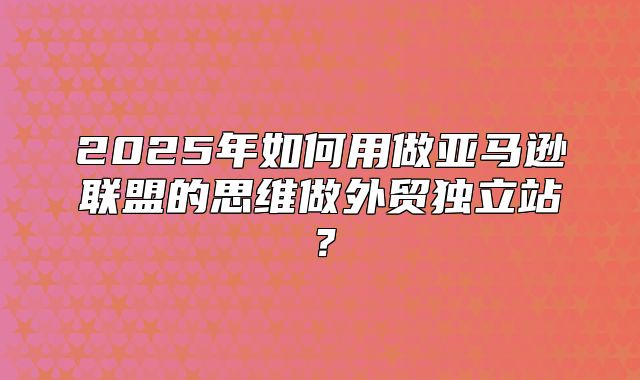 2025年如何用做亚马逊联盟的思维做外贸独立站？