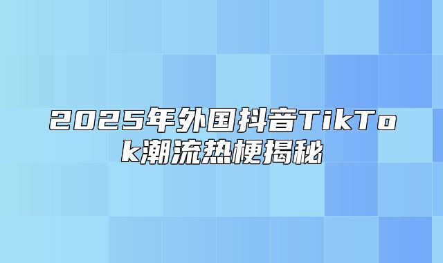 2025年外国抖音TikTok潮流热梗揭秘