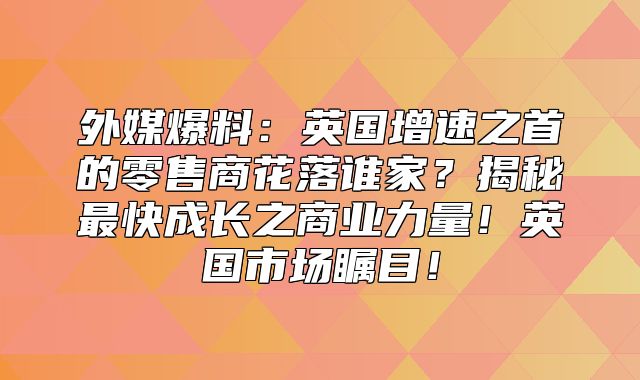 外媒爆料：英国增速之首的零售商花落谁家？揭秘最快成长之商业力量！英国市场瞩目！