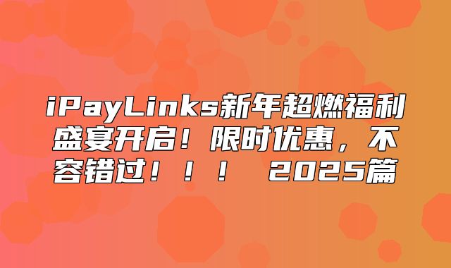 iPayLinks新年超燃福利盛宴开启！限时优惠，不容错过！！！ 2025篇
