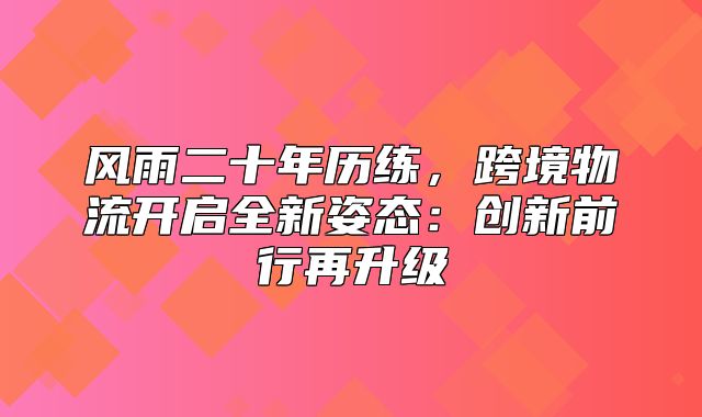 风雨二十年历练，跨境物流开启全新姿态：创新前行再升级