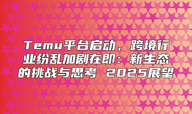 Temu平台启动，跨境行业纷乱加剧在即：新生态的挑战与思考 2025展望
