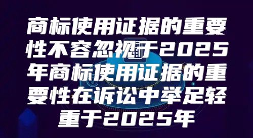 商标使用证据的重要性不容忽视于2025年商标使用证据的重要性在诉讼中举足轻重于2025年