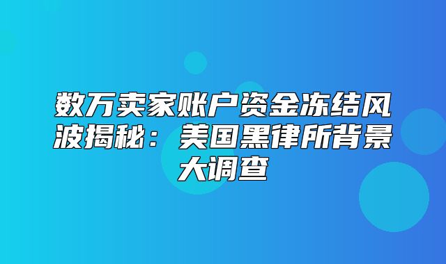 数万卖家账户资金冻结风波揭秘：美国黑律所背景大调查