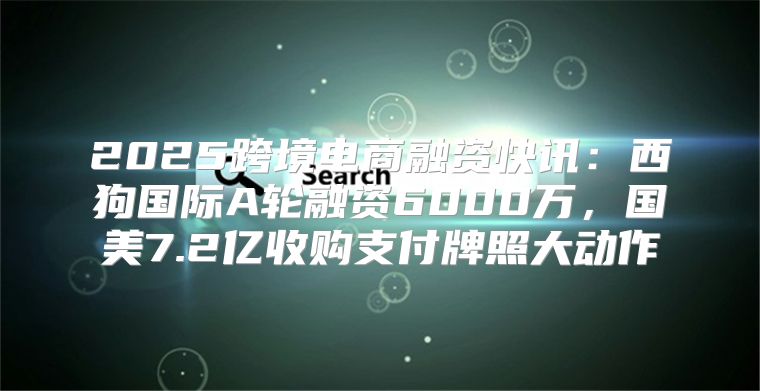 2025跨境电商融资快讯：西狗国际A轮融资6000万，国美7.2亿收购支付牌照大动作