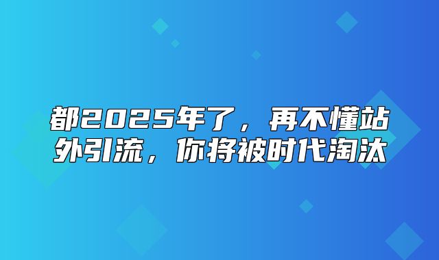 都2025年了，再不懂站外引流，你将被时代淘汰