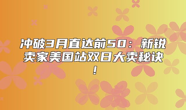 冲破3月直达前50：新锐卖家美国站双日大卖秘诀！