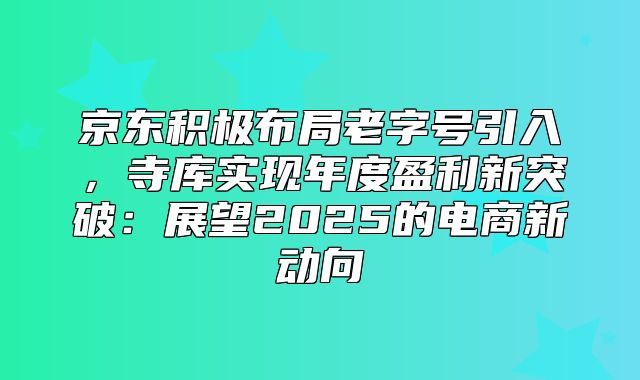 京东积极布局老字号引入，寺库实现年度盈利新突破：展望2025的电商新动向