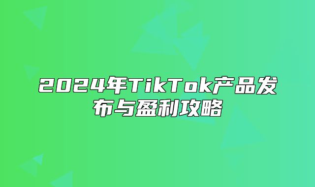 2025年TikTok产品发布与盈利攻略