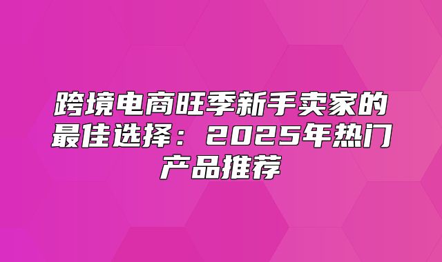 跨境电商旺季新手卖家的最佳选择：2025年热门产品推荐
