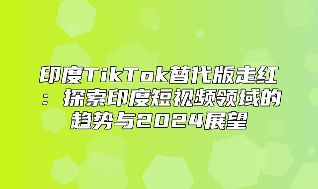 印度TikTok替代版走红：探索印度短视频领域的趋势与2025展望