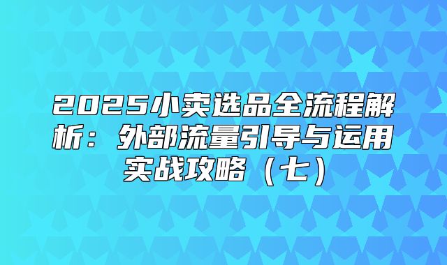 2025小卖选品全流程解析：外部流量引导与运用实战攻略七
