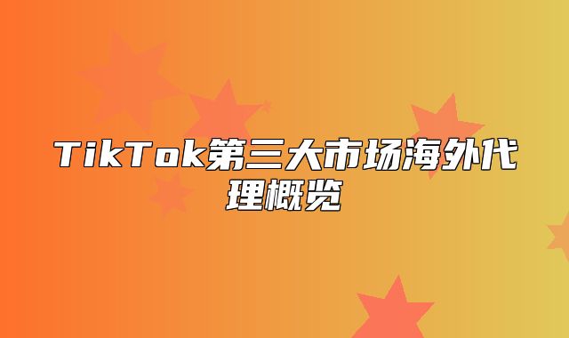 TikTok第三大市场海外代理概览