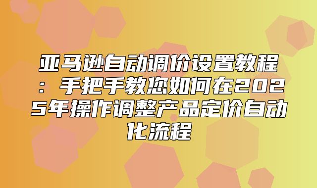 亚马逊自动调价设置教程：手把手教您如何在2025年操作调整产品定价自动化流程