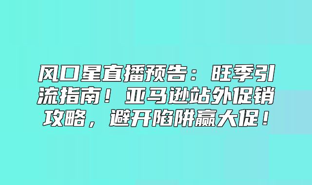 风口星直播预告：旺季引流指南！亚马逊站外促销攻略，避开陷阱赢大促！