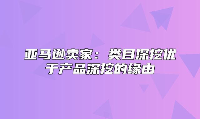 亚马逊卖家：类目深挖优于产品深挖的缘由