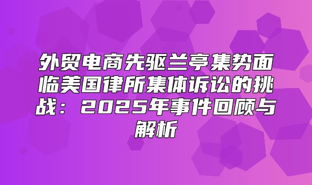 外贸电商先驱兰亭集势面临美国律所集体诉讼的挑战：2025年事件回顾与解析