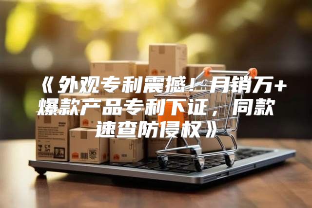 外观专利震撼！月销万+爆款产品专利下证，同款速查防侵权