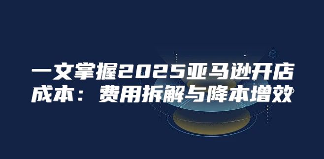 一文掌握2025亚马逊开店成本：费用拆解与降本增效