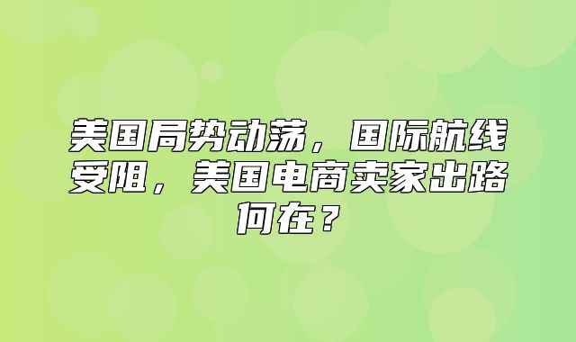 美国局势动荡，国际航线受阻，美国电商卖家出路何在？