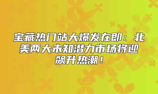 宝藏热门站大爆发在即：北美两大未知潜力市场将迎飙升热潮！