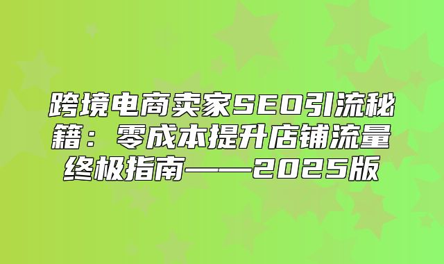 跨境电商卖家SEO引流秘籍：零成本提升店铺流量终极指南——2025版