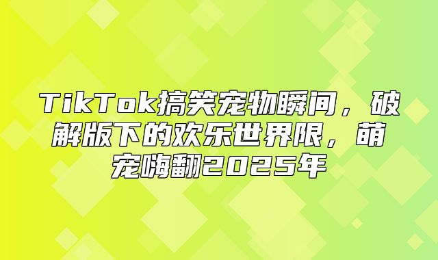 TikTok搞笑宠物瞬间，破解版下的欢乐世界限，萌宠嗨翻2025年
