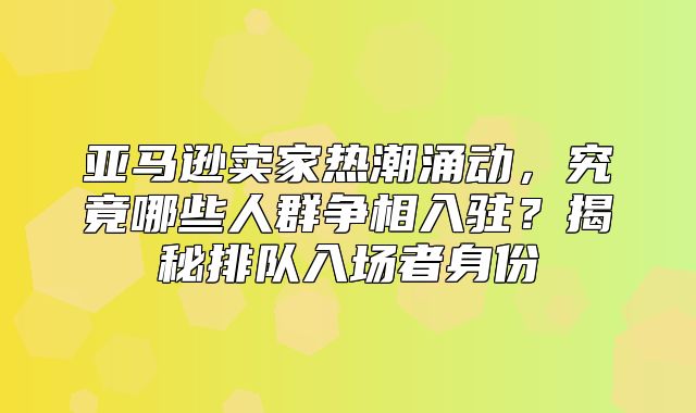 亚马逊卖家热潮涌动，究竟哪些人群争相入驻？揭秘排队入场者身份