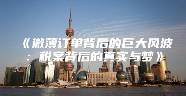 微薄订单背后的巨大风波：税案背后的真实与梦