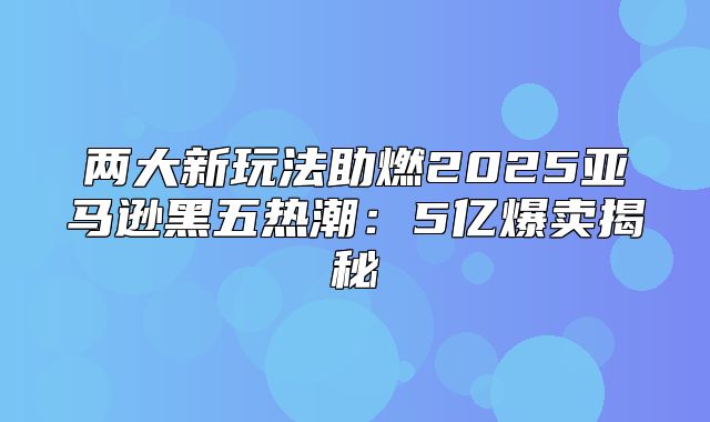 两大新玩法助燃2025亚马逊黑五热潮：5亿爆卖揭秘