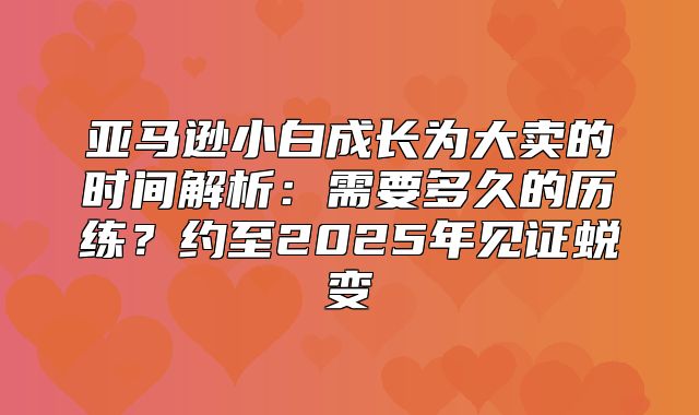 亚马逊小白成长为大卖的时间解析：需要多久的历练？约至2025年见证蜕变