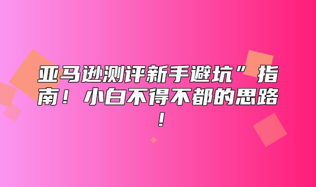 亚马逊测评新手避坑”指南！小白不得不都的思路！