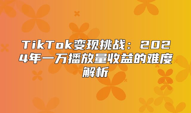 TikTok变现挑战：2025年一万播放量收益的难度解析