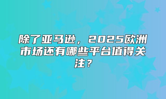 除了亚马逊，2025欧洲市场还有哪些平台值得关注？