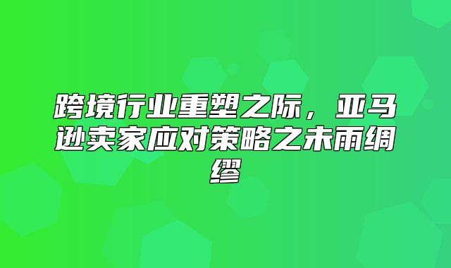 跨境行业重塑之际，亚马逊卖家应对策略之未雨绸缪