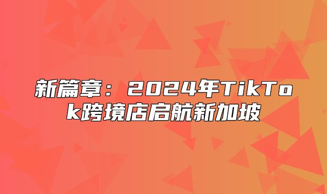 新篇章：2025年TikTok跨境店启航新加坡