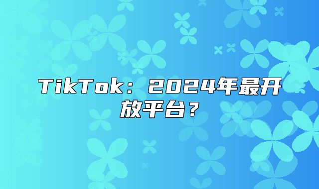 TikTok：2025年最开放平台？