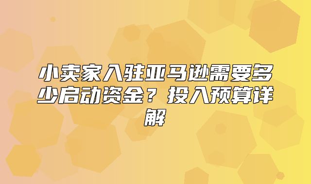 小卖家入驻亚马逊需要多少启动资金？投入预算详解