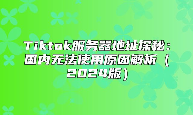 Tiktok服务器地址探秘：国内无法使用原因解析2025版