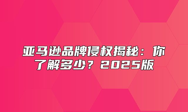 亚马逊品牌侵权揭秘：你了解多少？2025版
